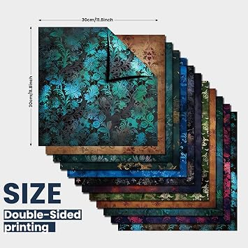 Aesthetic Scrapbook Paper Vingtage Pattern Paper Pad 1212- 24 Sheets Double-Sided Vintage Decorative Craft Papers Retro Aeshetic CardStock Papers for DIY Junk Journal Craft.