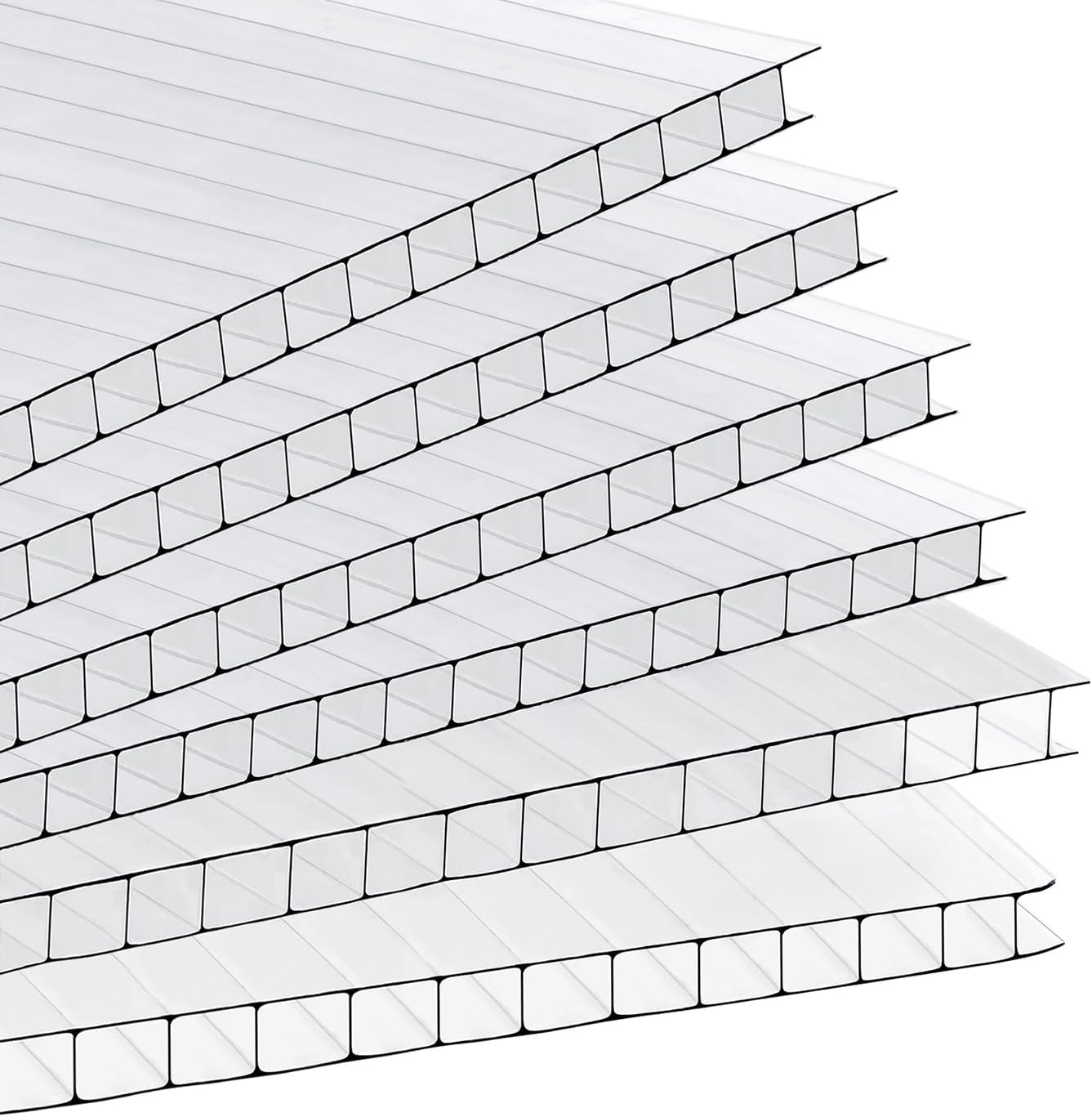 14 Pcs Polycarbonate Greenhouse Panels, 47.2'' x 23.6'' x 0.16'' Twin-Wall Polycarbonates Sheet, Clear Polycarbonate Panels for Greenhouse,Outdoor Garden, Plant Stand Roof