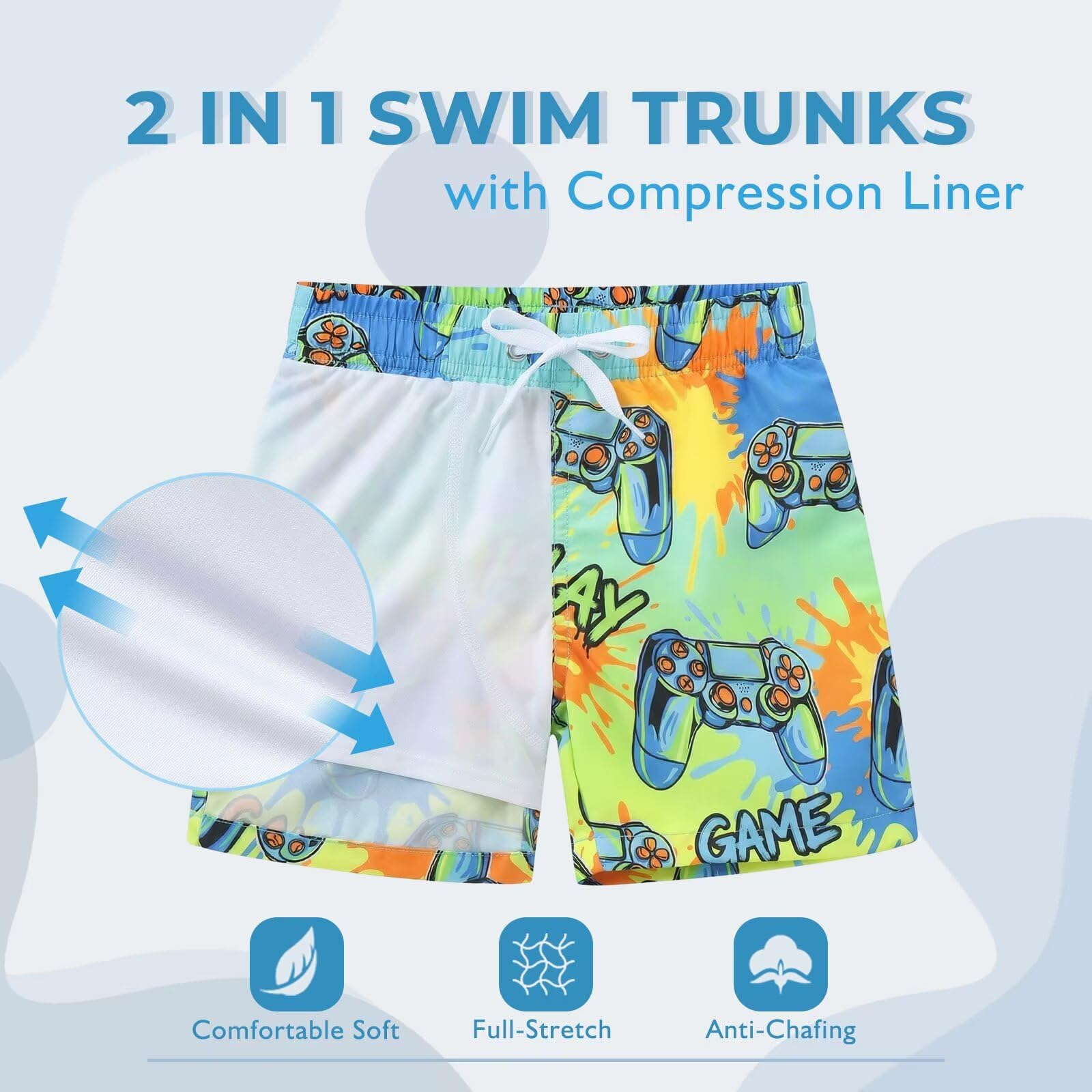 Maillot de bain 2 pièces pour garçon Doublure de compression Maillot de bain à manches longues pour enfants de 4 à 16 ans