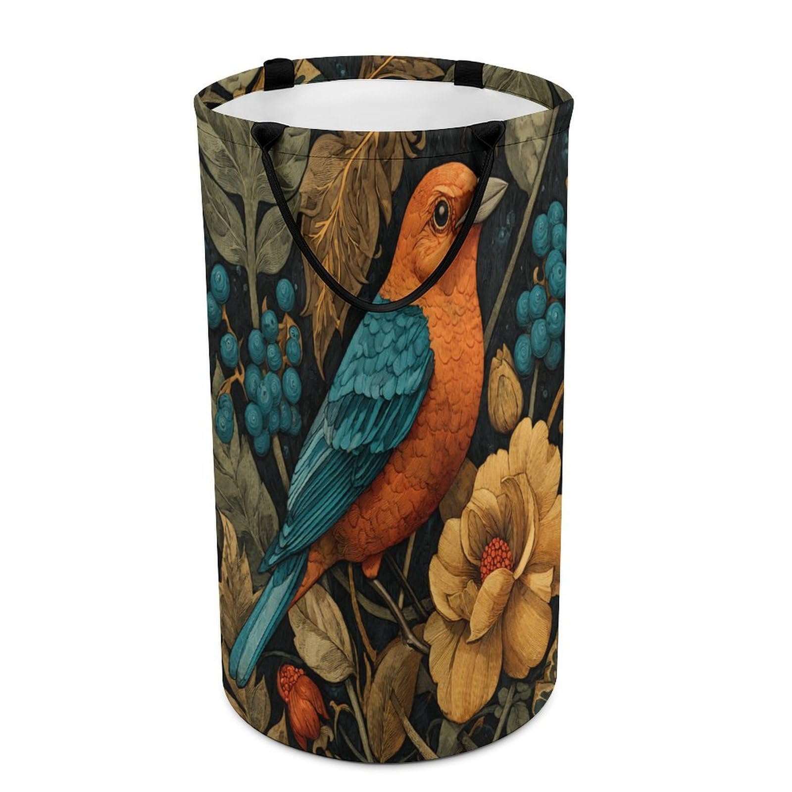 LUYYSKY Beautiful Rustic Animal Bird Collapsible Dirty Clothes Basket, Modern Retro William Morris Botanical Flowers Portable Clothes Storage Basket