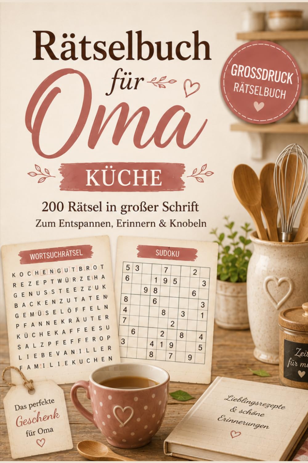 Rätselbuch für Oma – Küche: 200 Rätsel in großer Schrift zum Knobeln – mit Wortsuchrätseln, Sudoku, Wortsalat und vielen mehr – Oma Geschenk ... zum Knobeln, Erinnern und Verschenken)