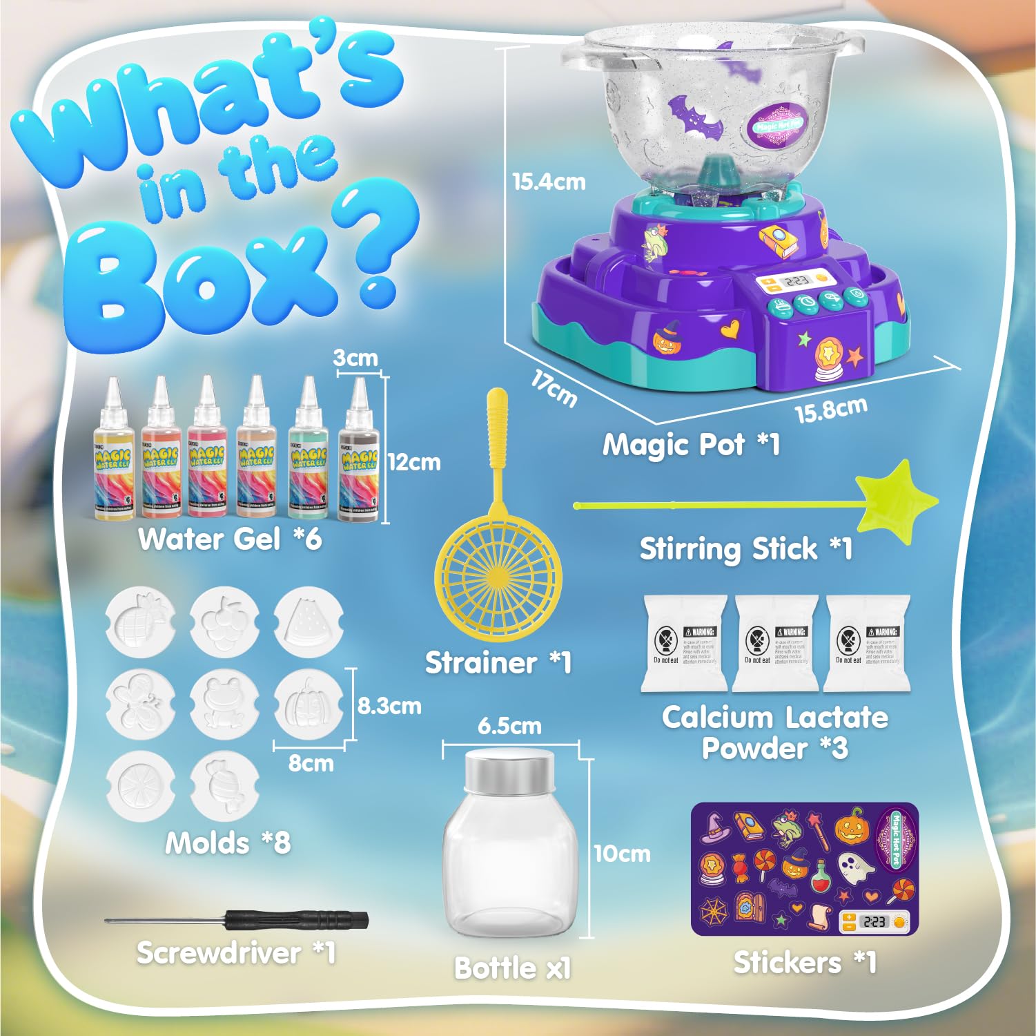 Snookids Kit Magique Eau Fée – 6 Couleurs, 8 Moules, Casserole Avec LEDs – DIY 3D Aqua – Dès 5 Ans – Cadeau Créatif