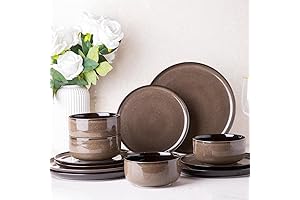 Poreclain Brown Ceramic Dinnerware Set