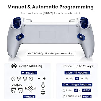 OKETY Bluetooth Mobile Game Controller for Switch 2 & Switch & Android & iOS - iPad mini, TMR Joystick No Drift, Programmable Back Buttons, Turbo, RGB, 1000mAh Battery, Mobile Controller