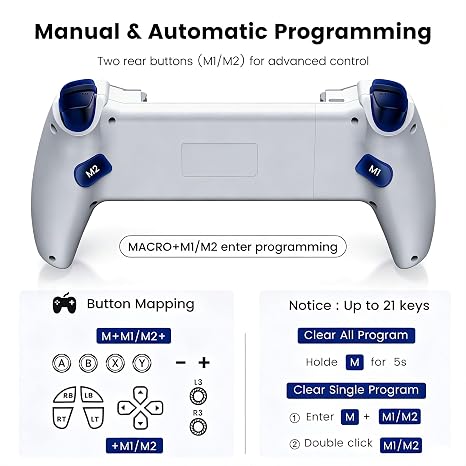 OKETY Bluetooth Mobile Game Controller for Switch 2 & Switch & Android & iOS - iPad mini, TMR Joystick No Drift, Programmable Back Buttons, Turbo, RGB, 1000mAh Battery, Mobile Controller