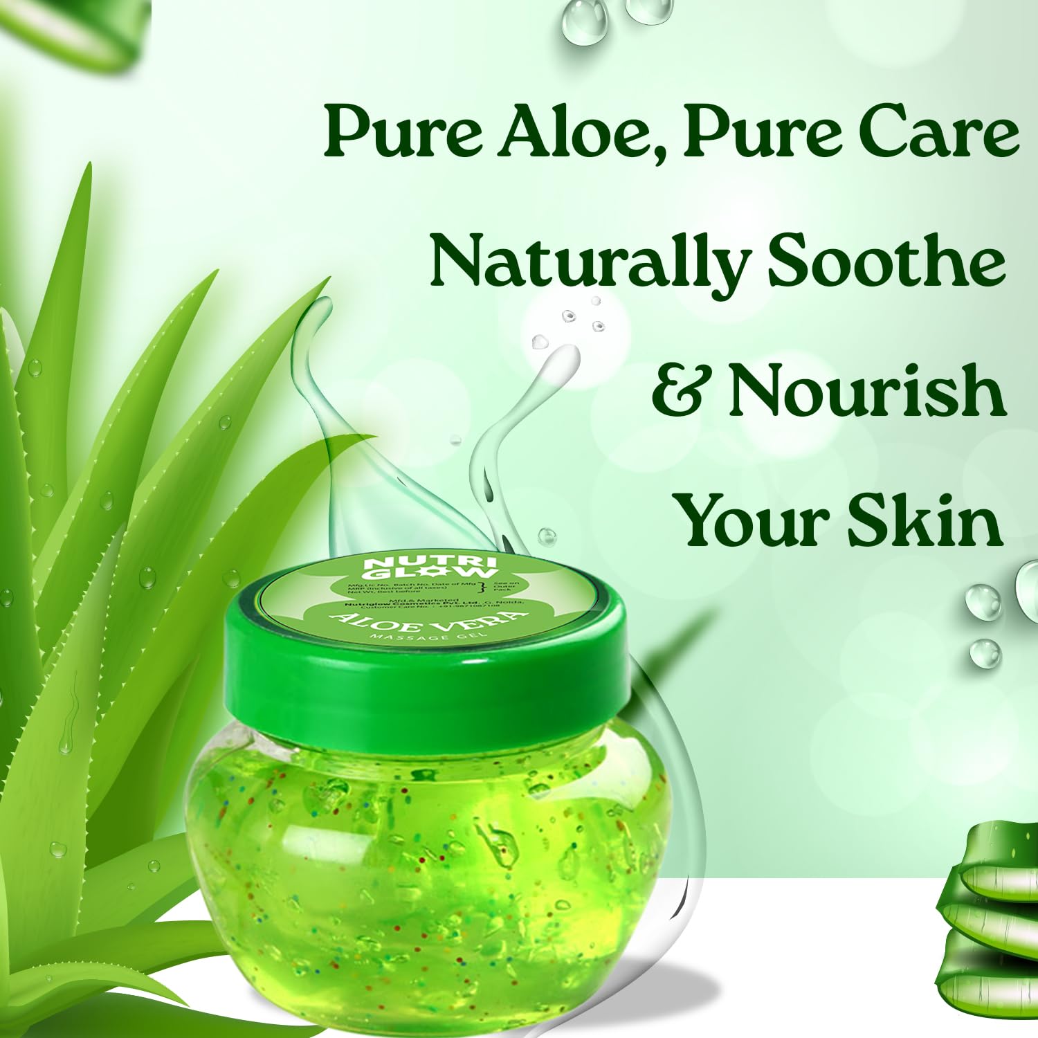 Nutriglow Aloe Vera Gel Great for Face Hair, Acne, Sunburn, Bug Bites, Rashes, Glowing and Radiant Skin - Image 2
