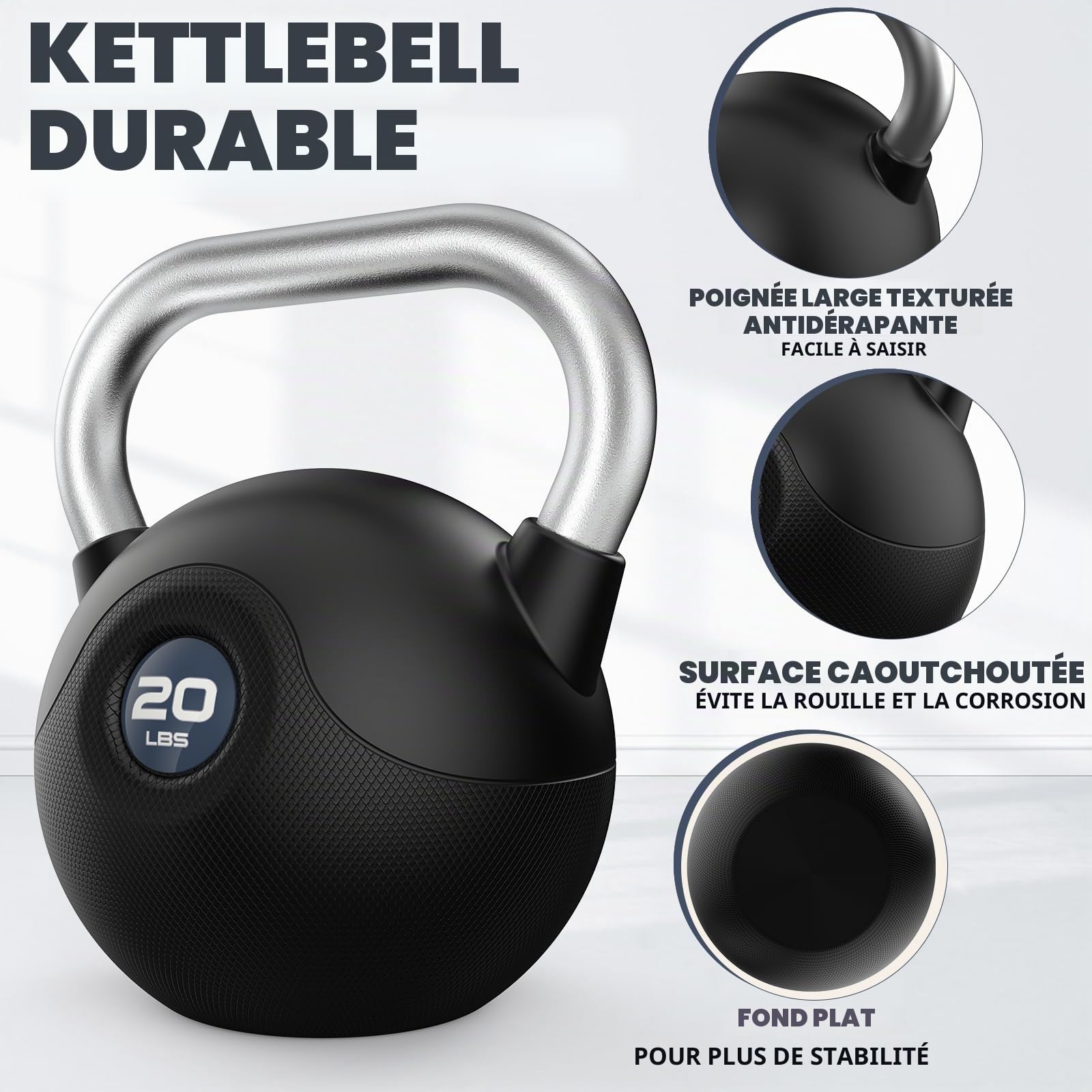 WINNOW kettlebells Haltères de musculation à poignées antidérapantes pour l'entraînement du corps entier, salle de sport à domicile