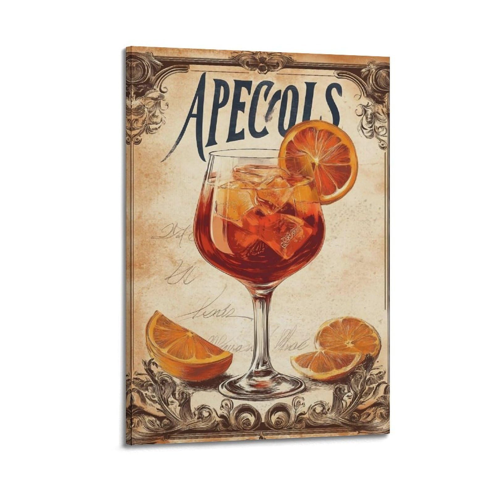 JUWRHRHHRH Aperol Spritz (4) Poster Canvas Aesthetic Wall Art Painting Decor for Living Room Bed Room 20x30inch(50x75cm) Frame-style