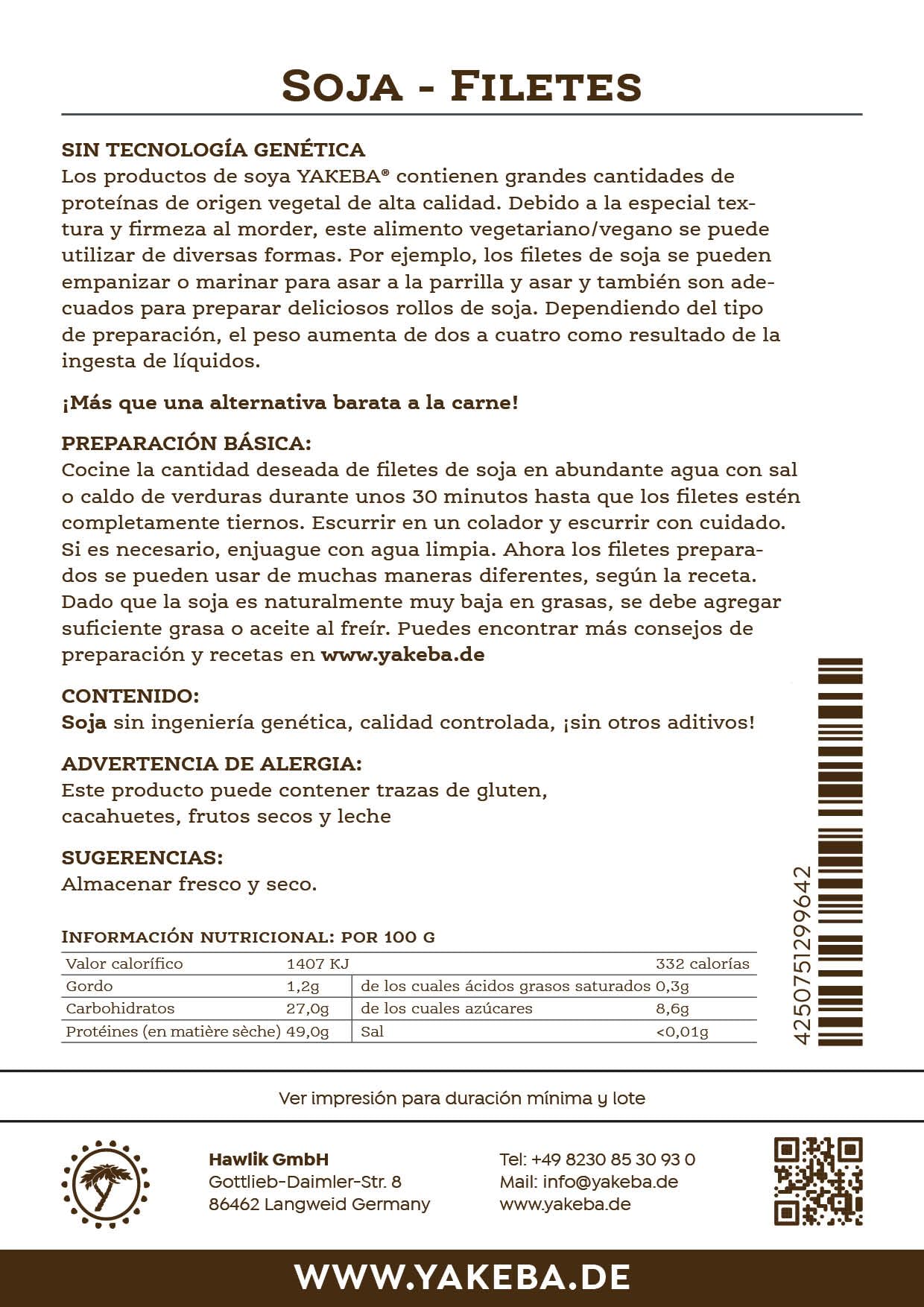 Yakeba | Soja Filete Grande | 2x 1000g I cultivo europeo I sustituto vegano de la carne I perfecto para chuletas de soja I alimento vegano duradero y rico en proteínas