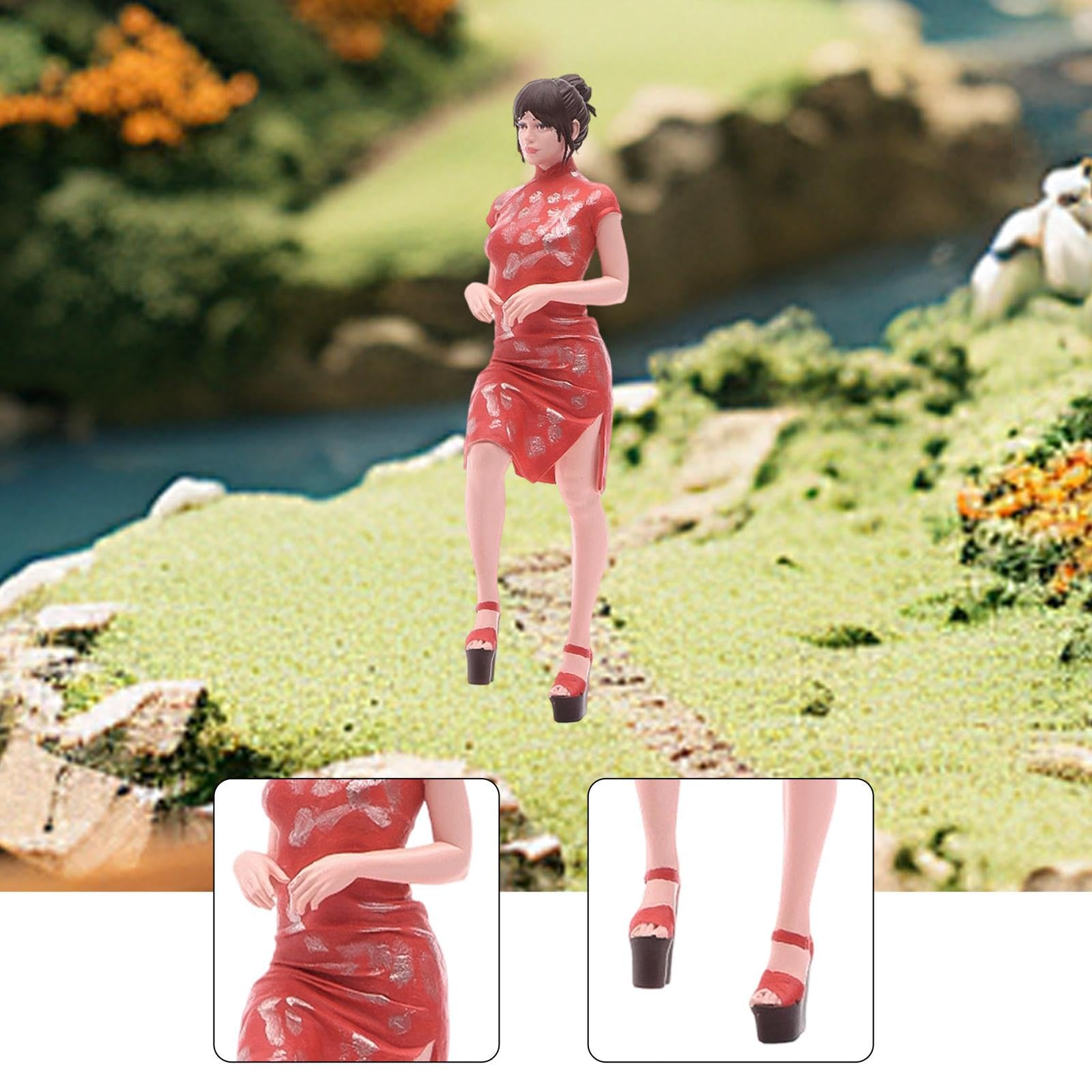 Modello 3D di Cheongsam in 1/24, Personaggio per Giochi di Ruolo, Abito Cinese, Figura per plastico di Stazione