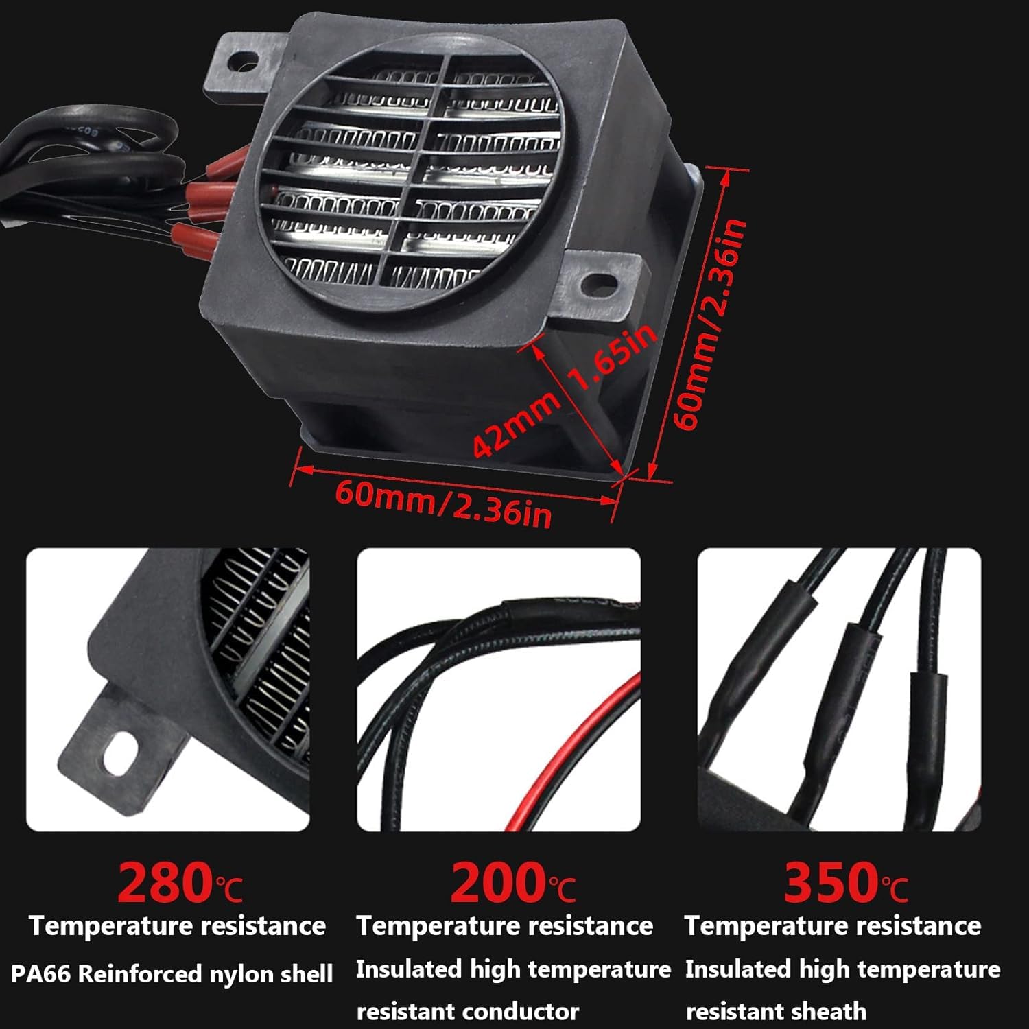 Calentador De Espacio Pequeño Calentador PTC, 220V 300W Calentador De Aire De Cerámica Calentador De Habitación Calentador De Aire PTC Elemento De Calentamiento Termostático De Cerámica Calentador De