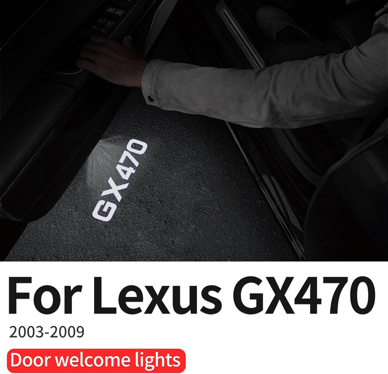 4 Pieces Door Light Logo Projector for 2003-2009 Lexus GX470 Car Modification Fittings Colorfast High Definition LED Car Welcome Projection Lamp (GX470 4 Pieces)