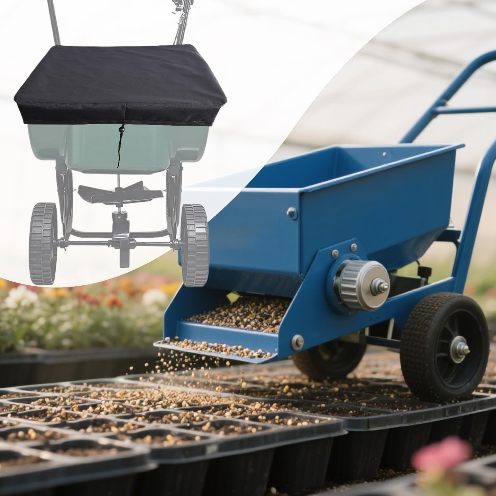 Housse d'Épandeur,Protection pour Pelouse et Épandeur - Bâche Étanche en Toile Oxford pour Fertilisation Jardin Pelouse Extérieur