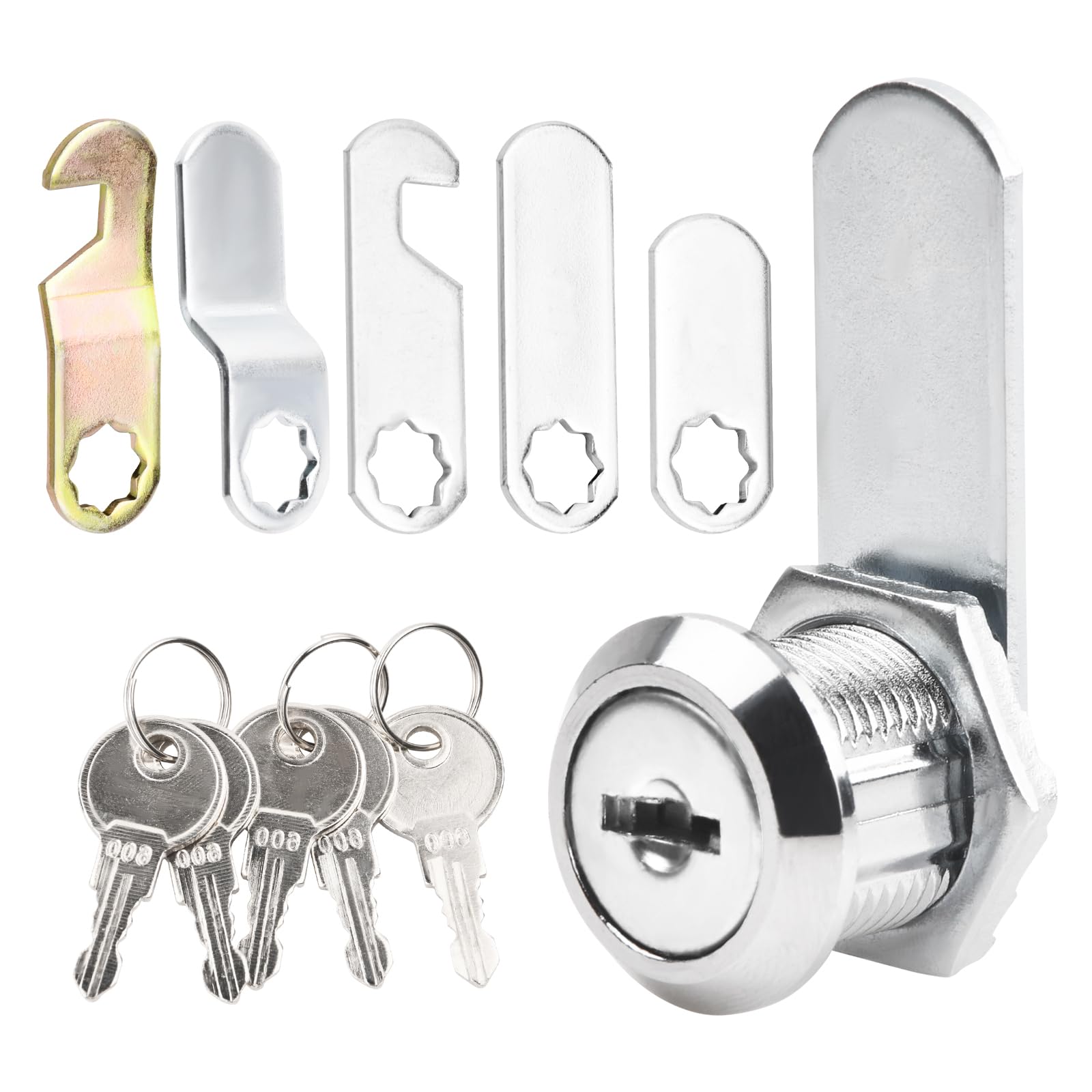 Dokeno Cerradura de Buzón con 5 Llave, 16 mm Cerraduras para Armarios Cerraduras de Leva con 5 Placas de Cerradura Diferentes Cerradura Cajon Cerradura de Levas para Puerta, Gabinete, Buzones