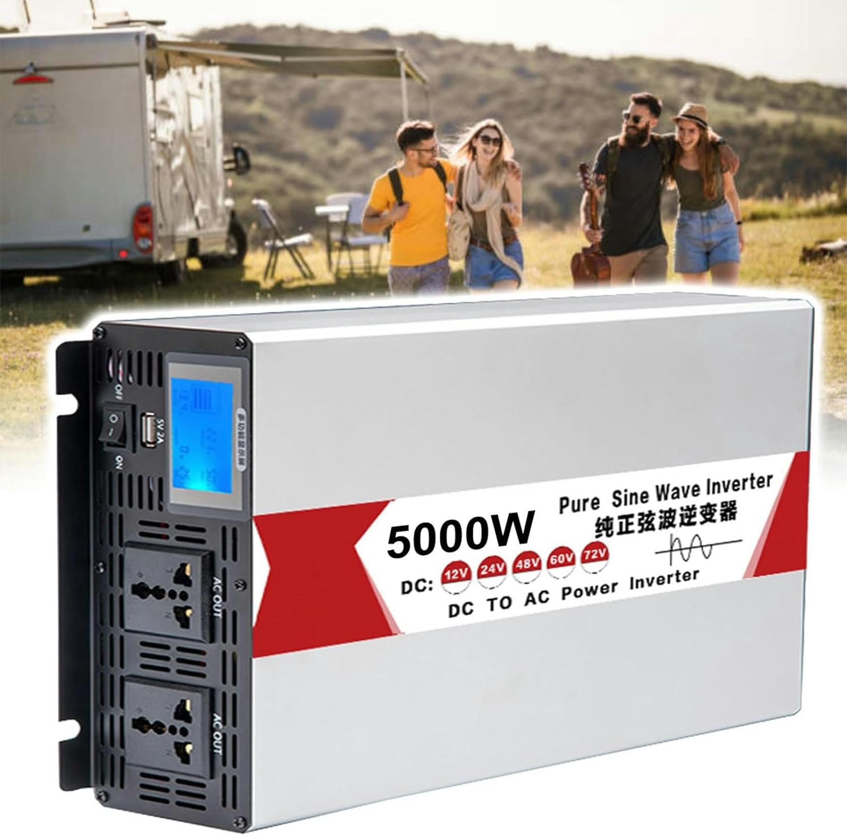 Convertisseur de tension pure sinus avec affichage LCD précis