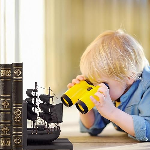 Miniatura 7 de Sujetalibros de barco de madera The Black Pearl Pirate de 10 pulgadas preconstruido Caribbean Coastal Sailboat Decoración Regalo náutico para