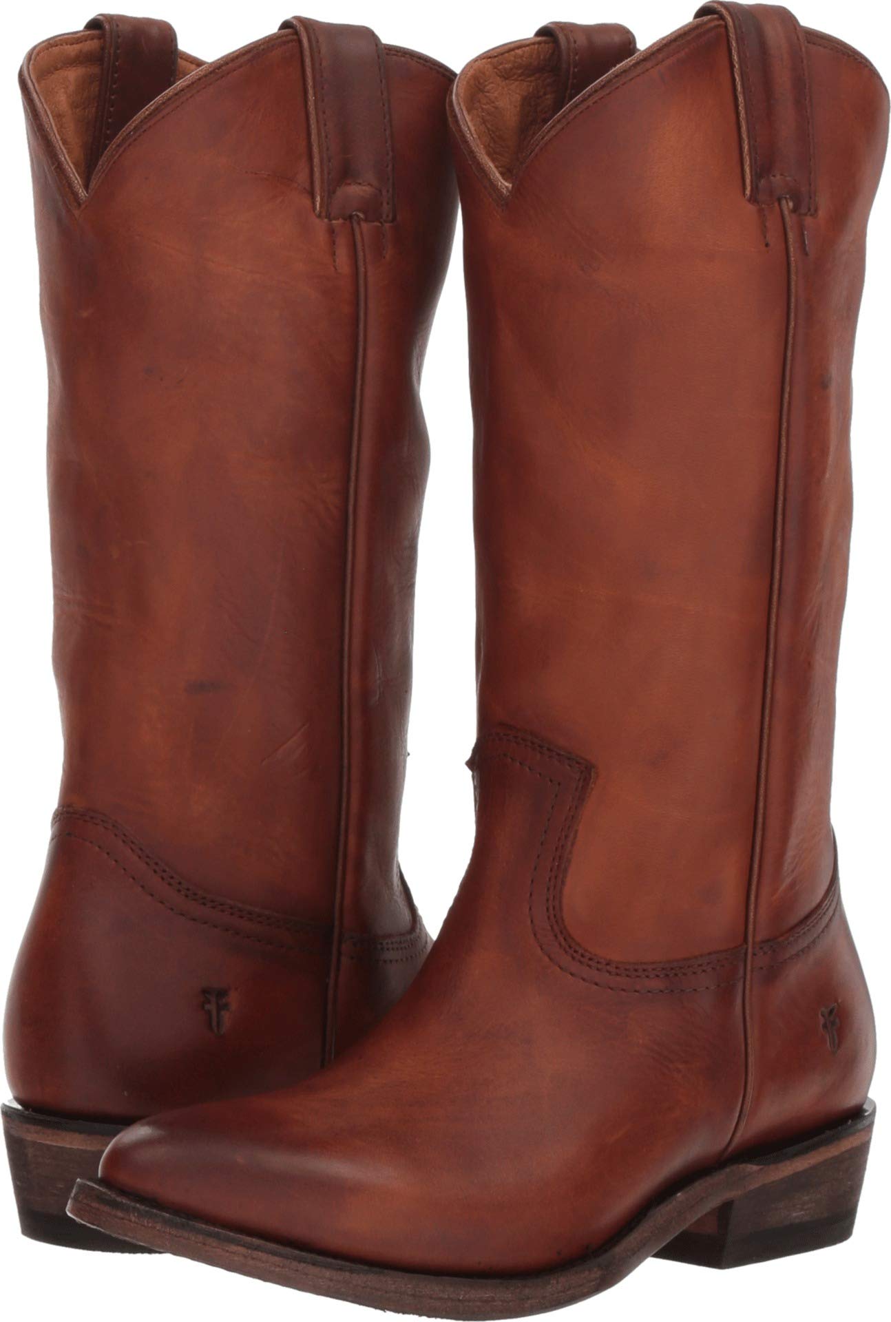 Frye Billy Pull On Womens Boots Mid-Calf Stylish Leather Pull On Durable Western Design Comfortable All-Day Wear Cognac
