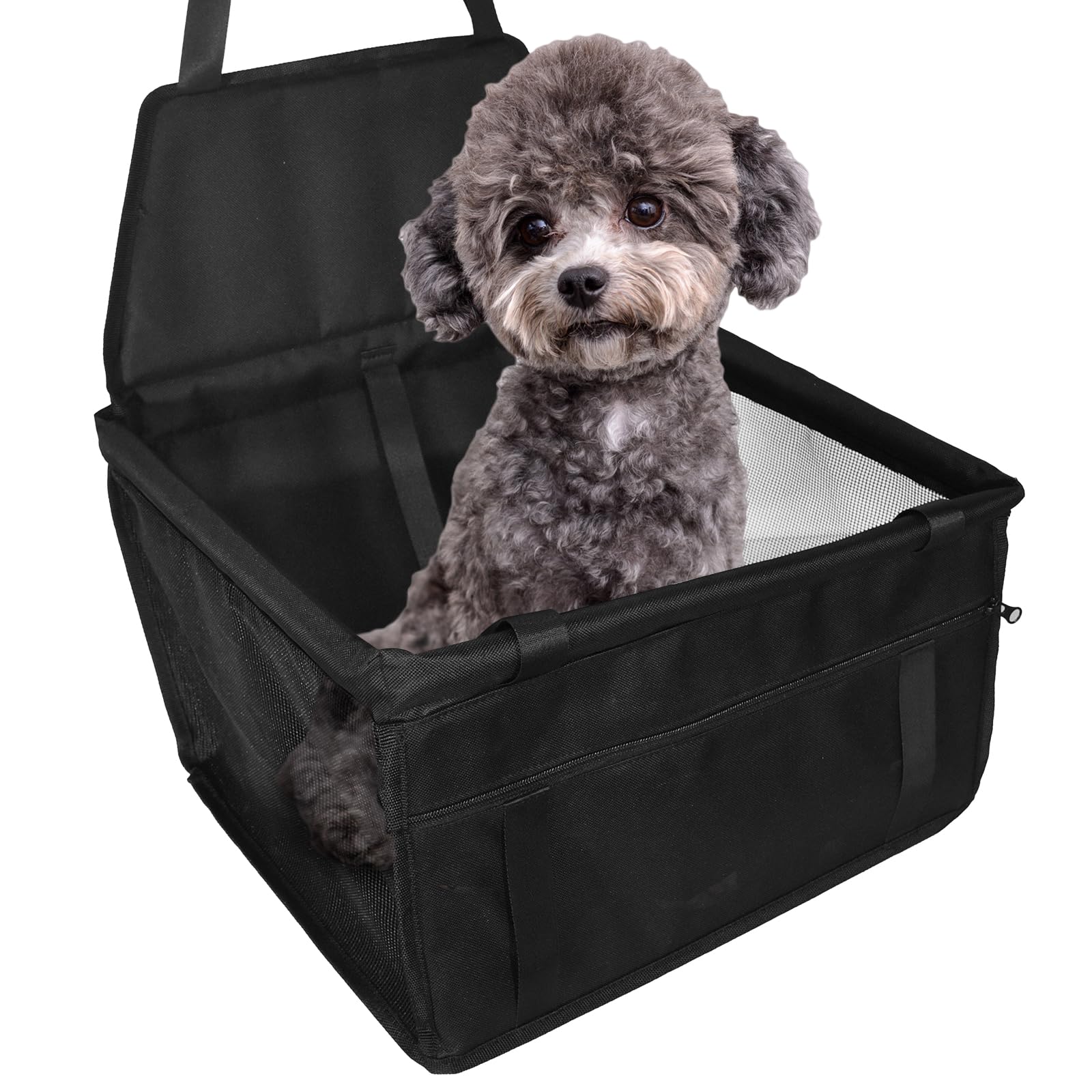 PiPiCat Asiento de coche para perros extraestable - Asiento de coche de alta calidad para perros pequeños y medianos - Paredes reforzadas y 2 correas - Asiento de coche para perros impermeable para