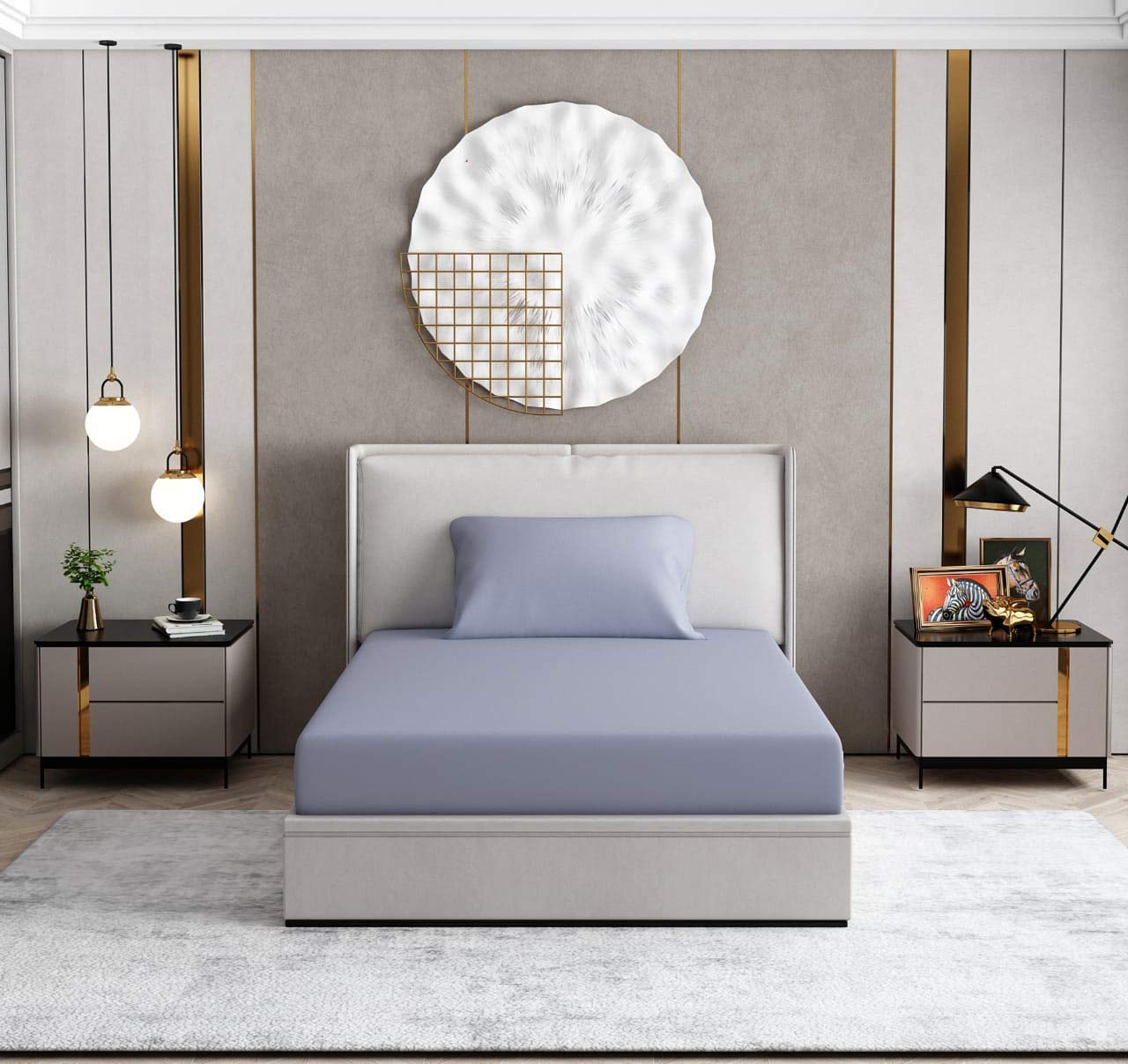 PNP Textiles Plain/Solid Antibacterial Premium Bedsheet for Single Bed with 1 Pillow Cover , Size 60x90 inch