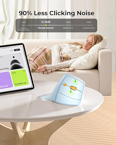 Miniatura 5 de seenda Ratón ergonómico recargable, conexión multidispositivo (2.4G y tipo C, mouse inalámbrico vertical con llave de retorno de escritorio