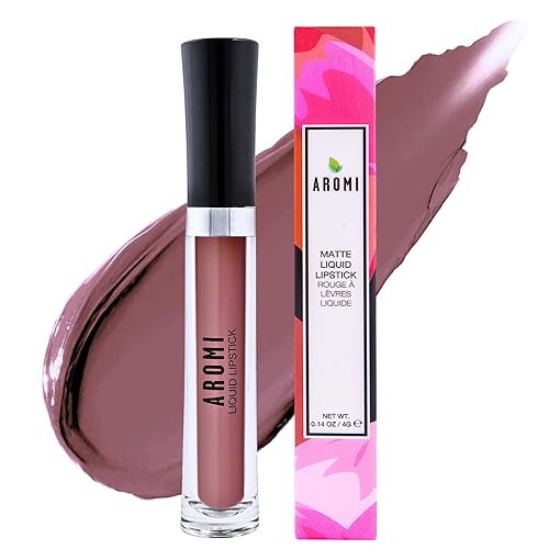 Vista 19 de Aromi Lápiz labial líquido Pink Nude mate, color beige rubor, lápiz labial de larga duración, vegano, libre de crueldad, uso durante todo el día