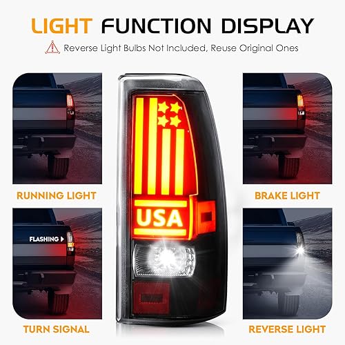 Miniatura 9 de Kit de luz trasera LED + tercera luz de freno para Chevy Silverado 1500 2500 HD 1999-2002, para GMC Sierra 1500 2500 HD Fleetside 1999-2003, luces