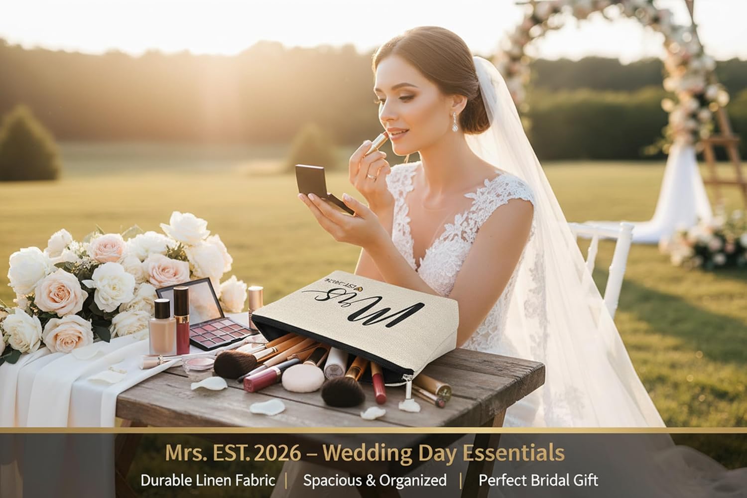 Wedding Bridal Shower Gifts for Bride To Be 2026, Bachelorette Party favors Accessories, Future Mrs Makeup Bag, Wife Engagement Gifts for Women, Small Cosmetic Travel Pouch (Mrs 2026) - Image 6