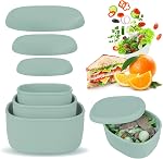 Anatole Contenants de stockage de produits alimentaires en silicone 4 Pcs Lunch Bento Box avec Lids Lave-vaisselle étanche Micro-ondes Congelateur de four Coffre-fort BPA Gratuit (30oz 20oz 10oz 6.7oz)