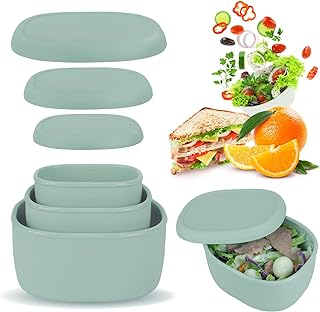Anatole Silicone Food Storage Containers Set of 3 Lunch Box Bento with Lids BPA Free Dishwasher Microwave Oven Freezer Safe (6.7oz, 10oz, 20oz)
