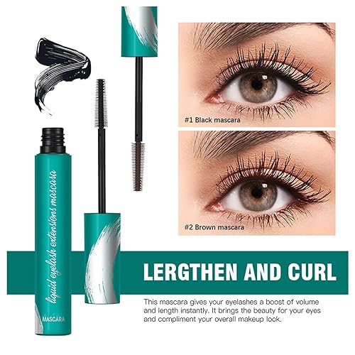 Miniatura 6 de Máscara de extensión líquida, máscara lavable, no se descamano se apelmaza, a prueba de manchas, de larga duración, 0.38 onzas (negro)