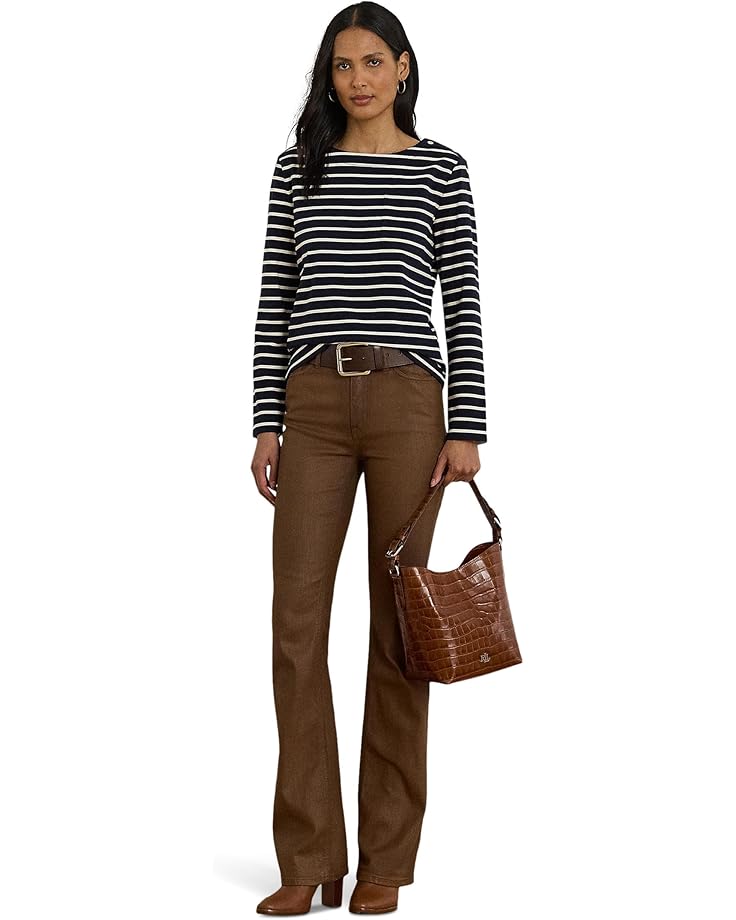 Lauren Ralph Lauren Petite Striped Jersey Snap-Trim Boatneck Top - #4 of 4