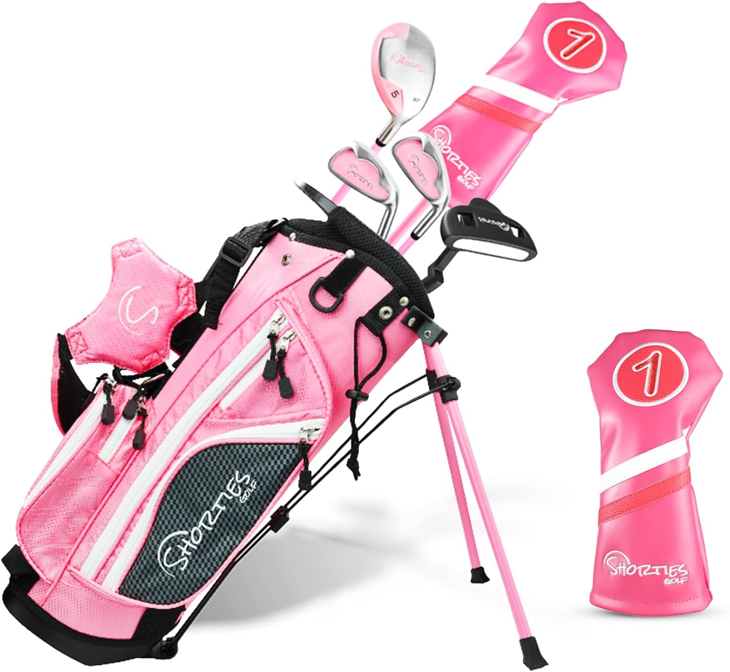 Shorties Golf - Kids Golf Club Set | Perfect for Toddler Golfers and Kids 34"-38" Tall | EasyCarry Stand Bag | Driver, 7-Iron, Putter, Headcover, and Rain Cover
