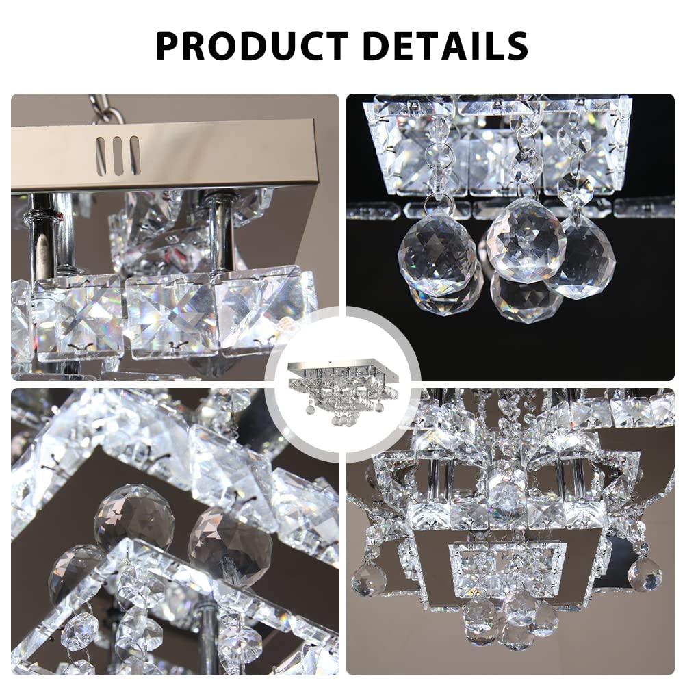 Lustres modernes en cristal LED Plafonnier rectangulaire à 6 compartiments encas Lustres modernes en cristal LED Plafonnier rectangulaire à 6 compartiments encas