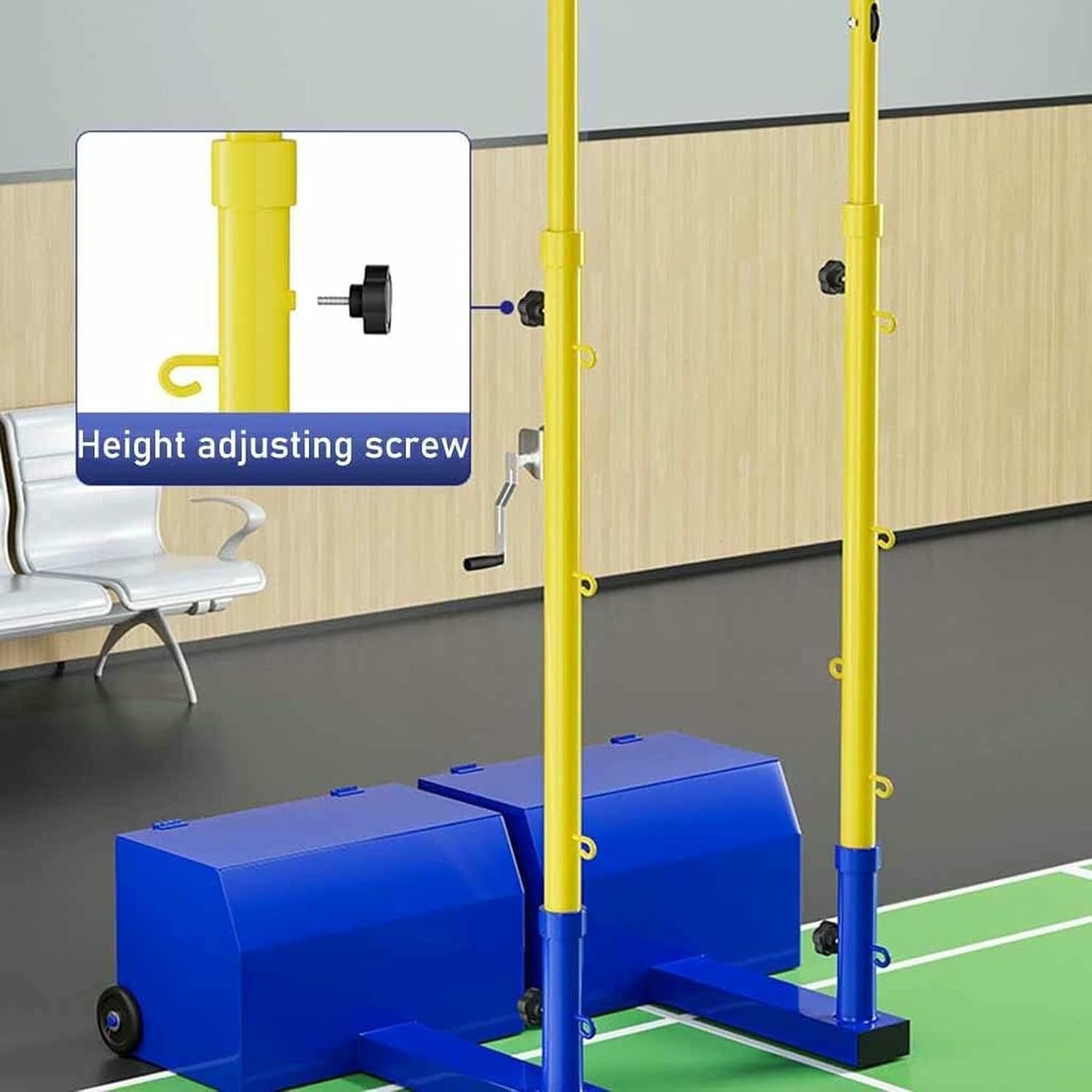 Badminton/Volleyball Poles with Net, Outdoor Steel Volleyball Net Frame with Wheels~/