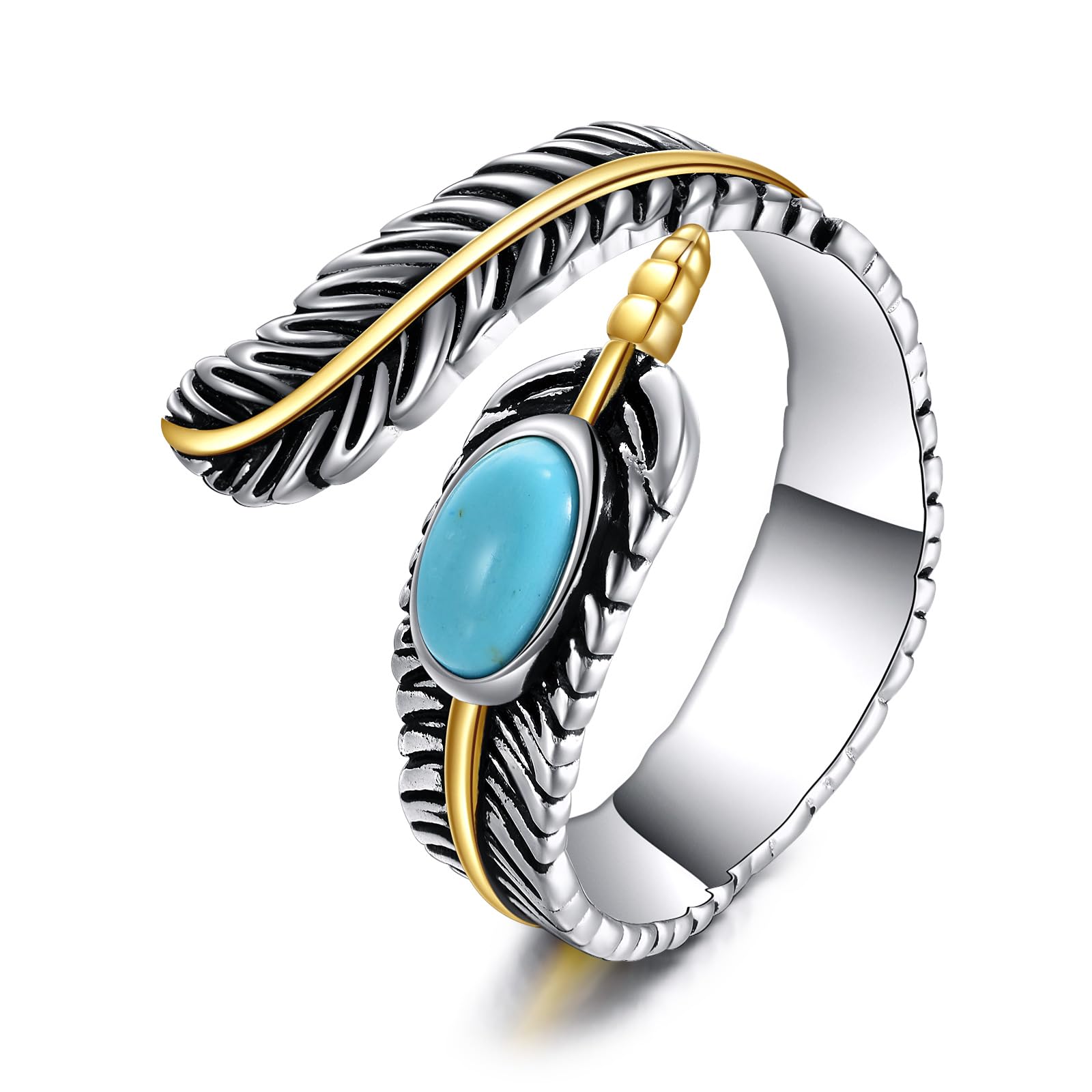 Bague plume en argent bijou quotidien ajustable look décontracté