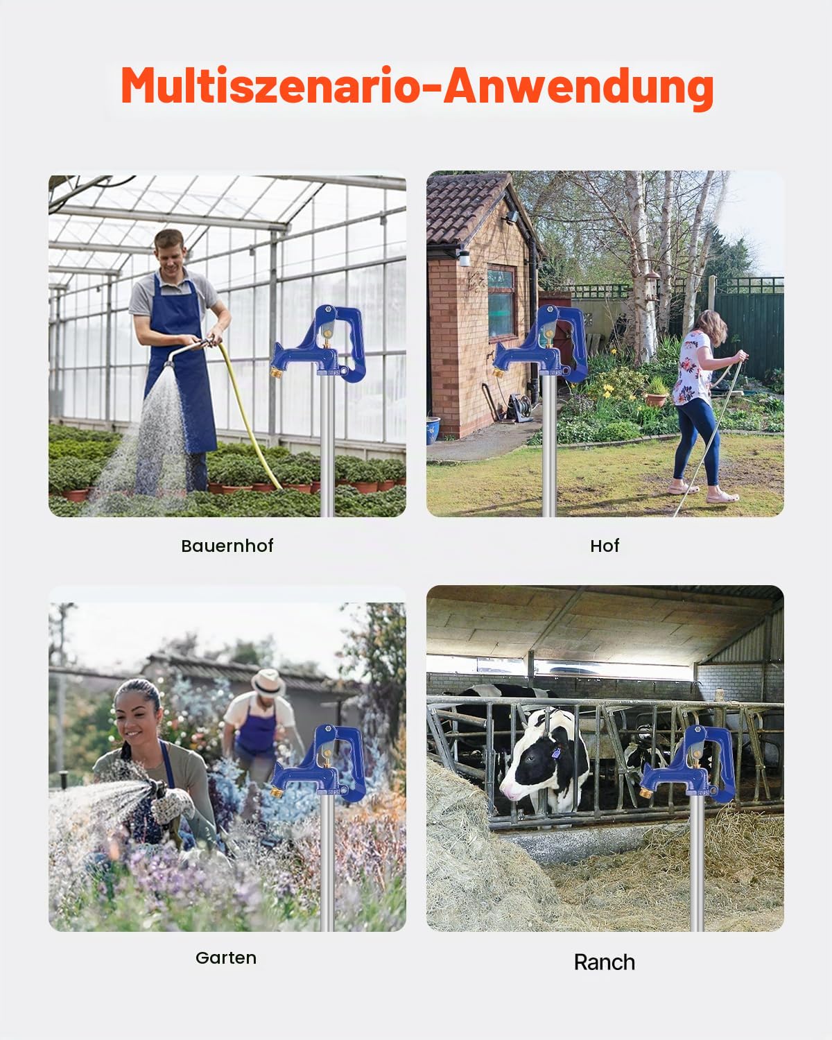 VEVOR Außenwasserhahn, frostsicherer Hofhydrant, komplette Kopfbaugruppe, mit G 1 Zoll Rohrgewinde & G 3/4 Zoll Schlauchanschluss für Hof-/ Gartenbewässerung (Rohr nicht im Lieferumfang enthalten)
