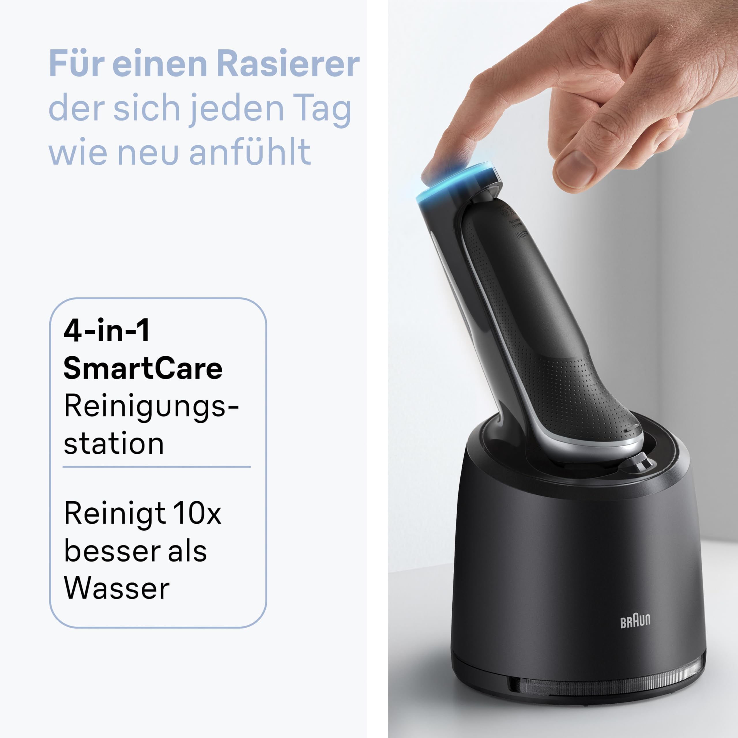 Braun Rasierer Herren Elektrisch Series 6, 62-S7650cc, Silber | Kabelloser Elektrorasierer, Barttrimmer, 60 Min. Akku, Wasserdicht, Made in Germany, Inkl. Pflegesystem Und 2 Aufsatze