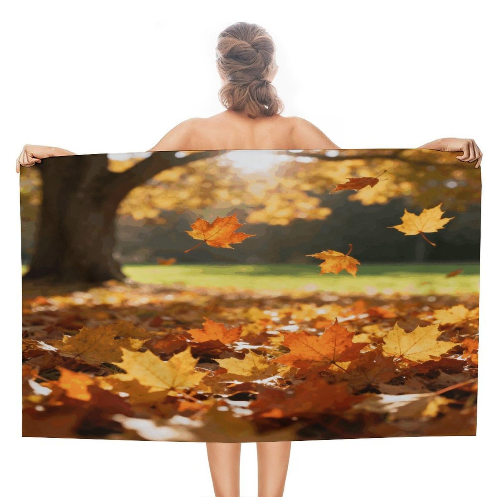 VstaDank Autumn Leaves Bath Towel Stylish Double-Faced Pile Travel Towel Soft Absorbent Beach Towel for Pool Swim Sports Camping Adults Gift 51X31 Inch