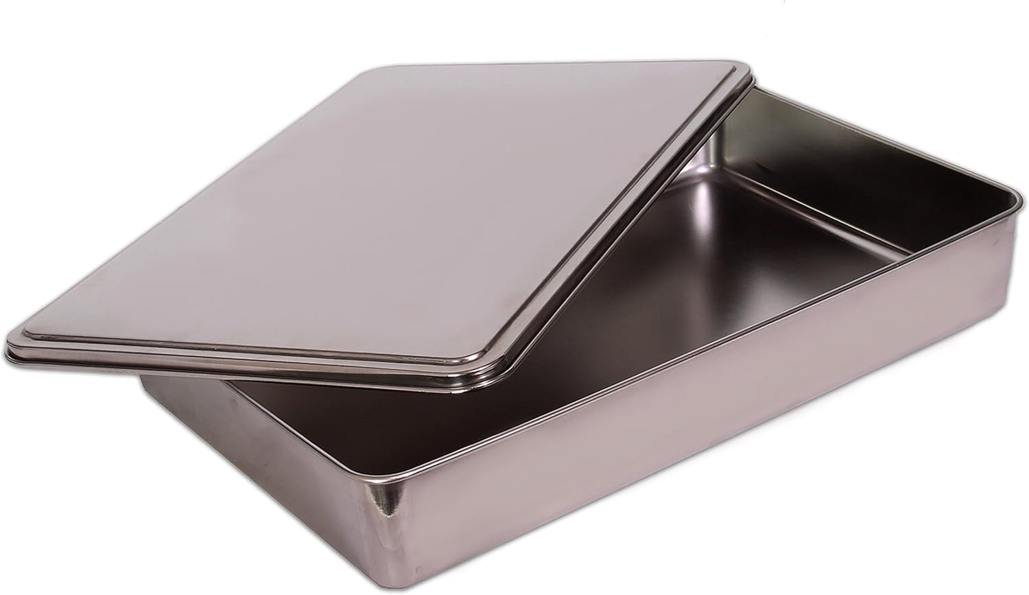 YBM HOME Stainless Steel Covered Cake Pan, Silver (Medium-)