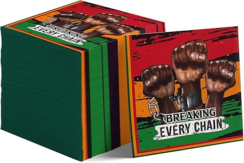 Paquete de 24100 servilletas negras del mes de la historia, 6.5 x 6.5 pulgadas, servilletas de papel de celebración del patrimonio afroamericano,