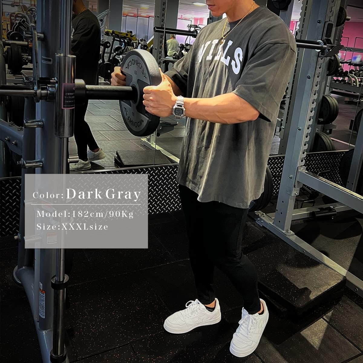 [WILLS FITNESS] Tシャツ メンズ 半袖 オーバーサイズ Tシャツ ビッグシルエット 五分丈 コットン100% ウィルズフィットネス FRONT BIG LOGO OVERSIZE T-SHIRT 筋トレ ジム ウエア 9900000010018