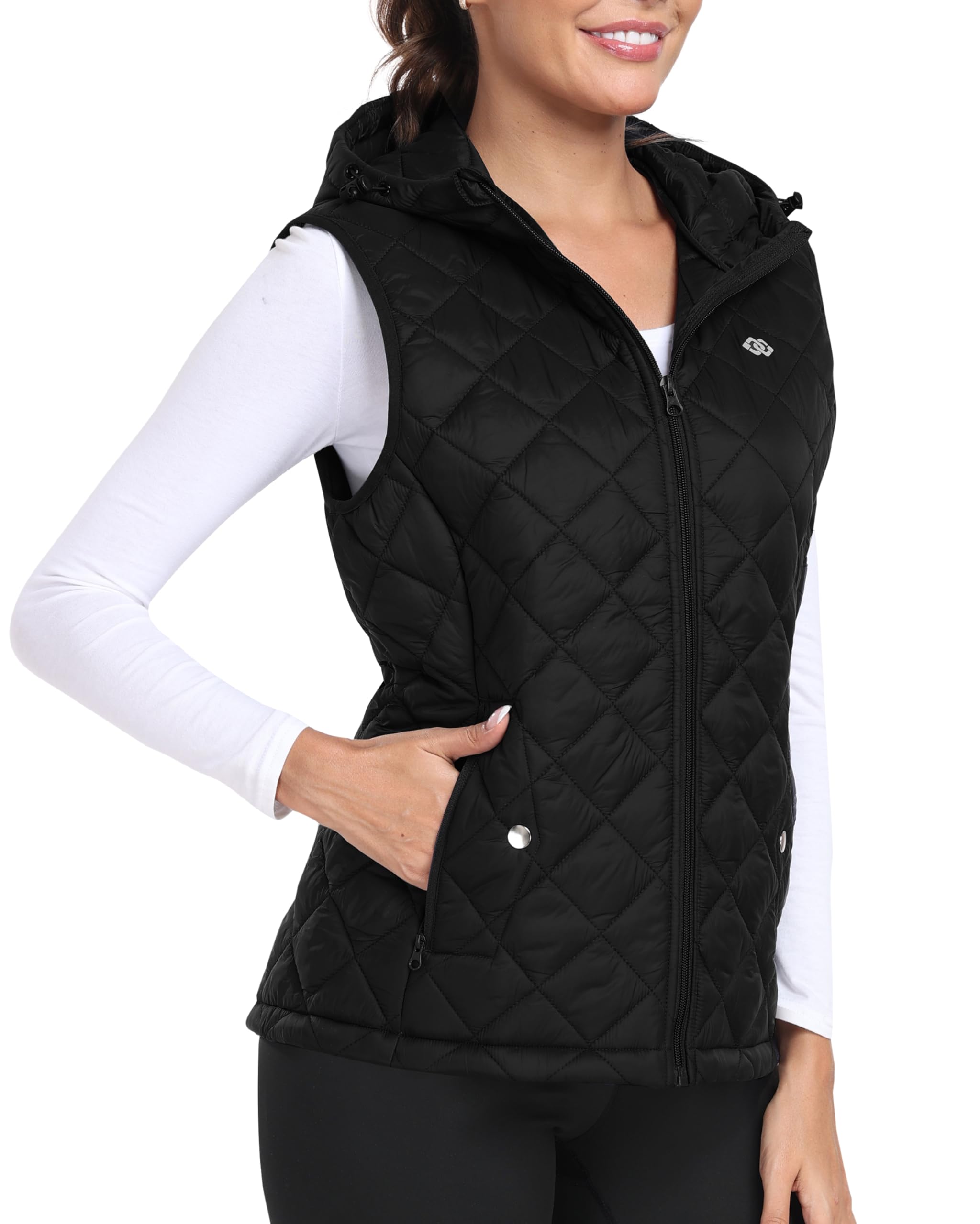 MoFiz Mujer Chaleco Ligero Chaleco Acolchado con Capucha Cálido Elegante Chaquetas Sin mangas invierno Chaleco Plumas con Bolsillos Cerniera