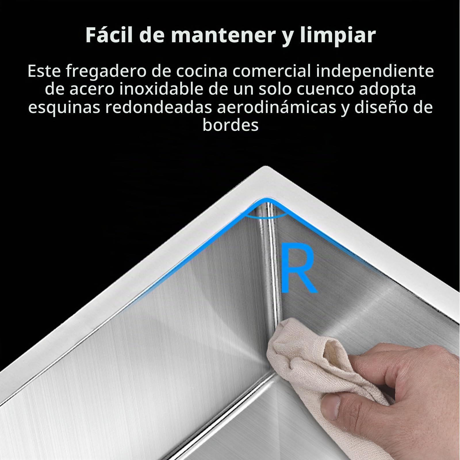Fregadero Cocina 1 Seno 80 x 50 cm Fregadero Bajo Encimera o Sobre Encimera Con Grifo Fregadero de Acero Inoxidable con Juego de Desagüe