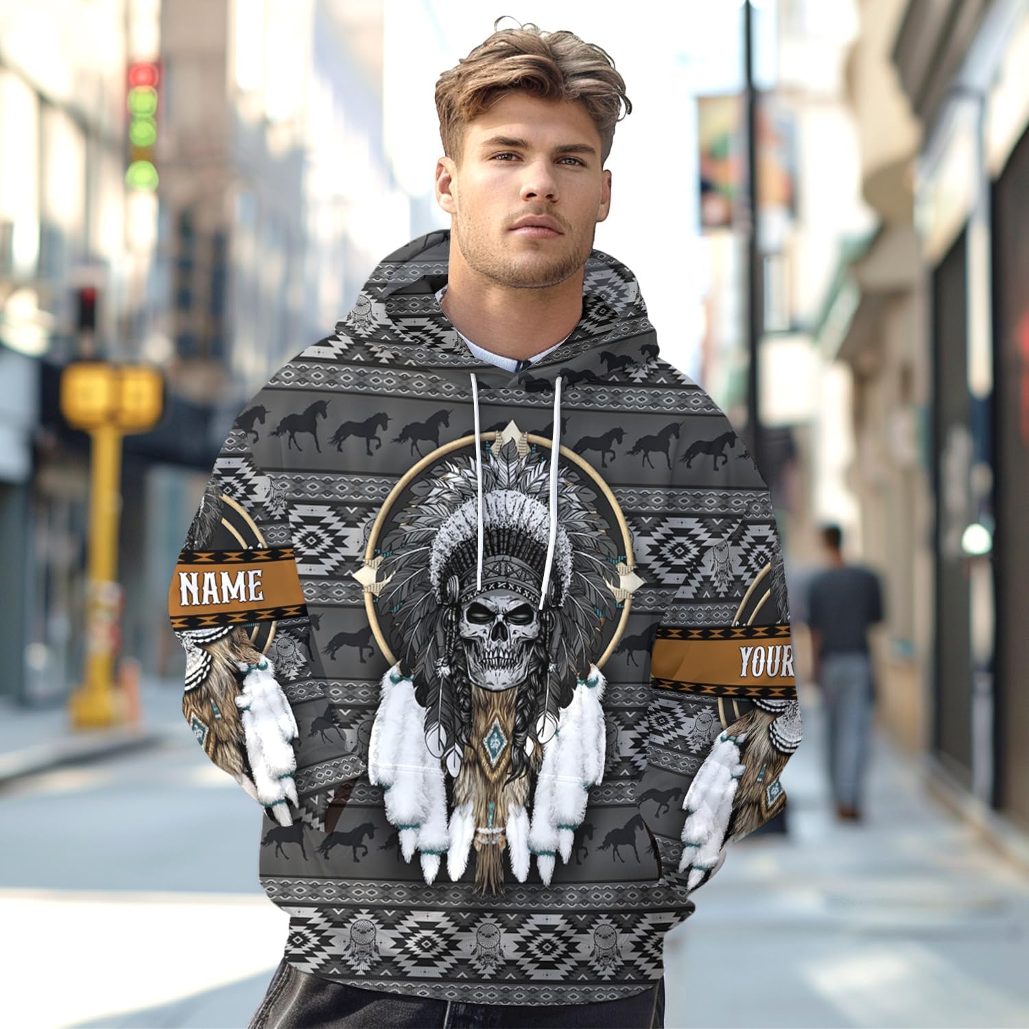 Personalized Native Tribal Hoodie, Indian Print Sweatshirt for Men & Women, Comfortable & Fashionable Casual Wear S-5XL - Image 3