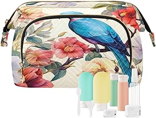Kigai Colorful Flower Bird Makeup Bag Cosmeti...