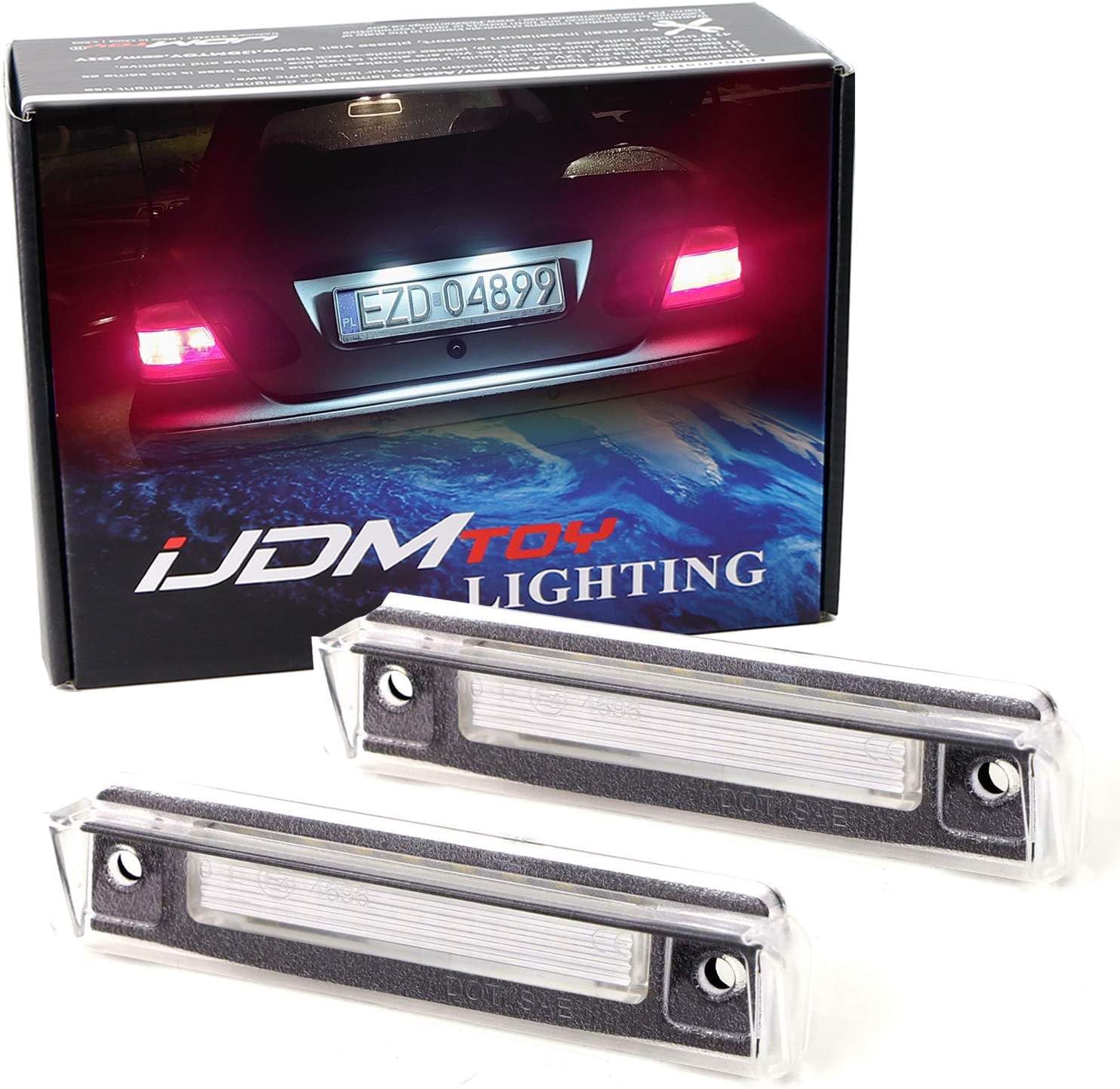 OEM-Fit 3W Full LED License Plate Light Kit Compatible With Mercedes R129 SL-Class, S124 W124 E-Class, CAN-buss Error Free, Powered By 18-Piece Xenon White LED Diodes