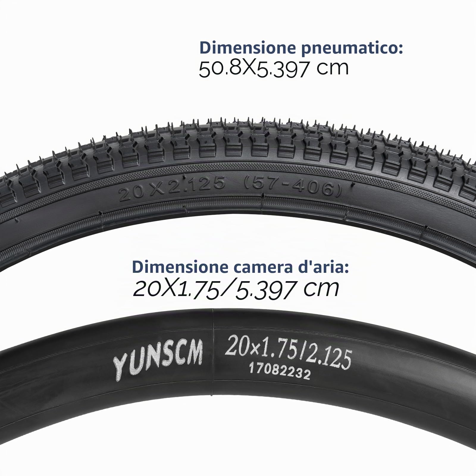 YunSCM 2Pcs Pieghevole 20 pollici copertoni 20x2.125 ETRTO 57-406 Plus 20 pollici Camera d'aria AV32mm Valve compatibile Bici da strada, city bike 20x2.10 20x2.125 20x2.25 20 pollice Pneumatici