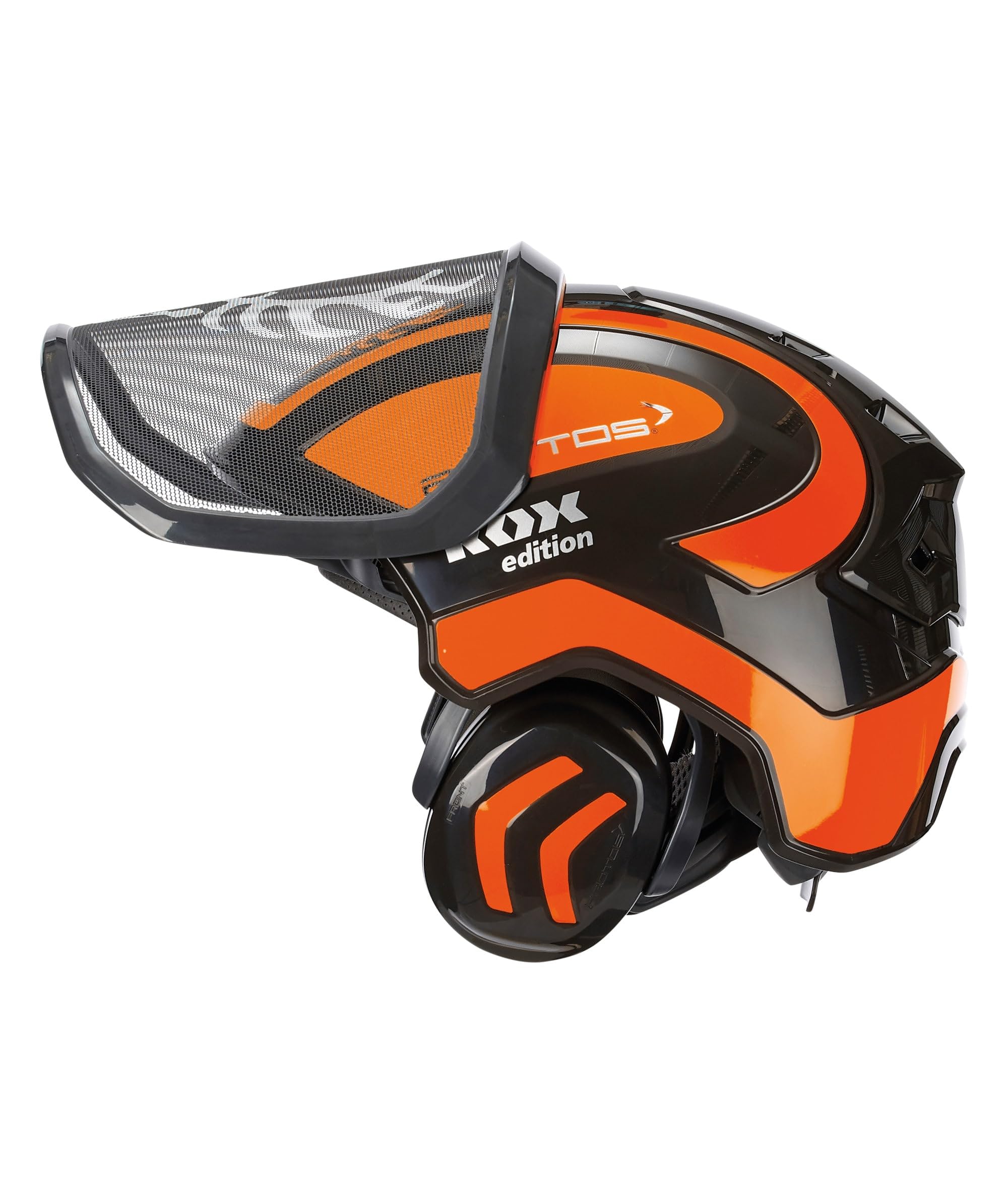 Protos Forsthelm/Schutzhelm KOX Edition mit Gehörschutz und Visier Integral Forest Schwarz/Neonorange KOX Edition Schwarz/Neonorange mit Ätzmetallvisier F39