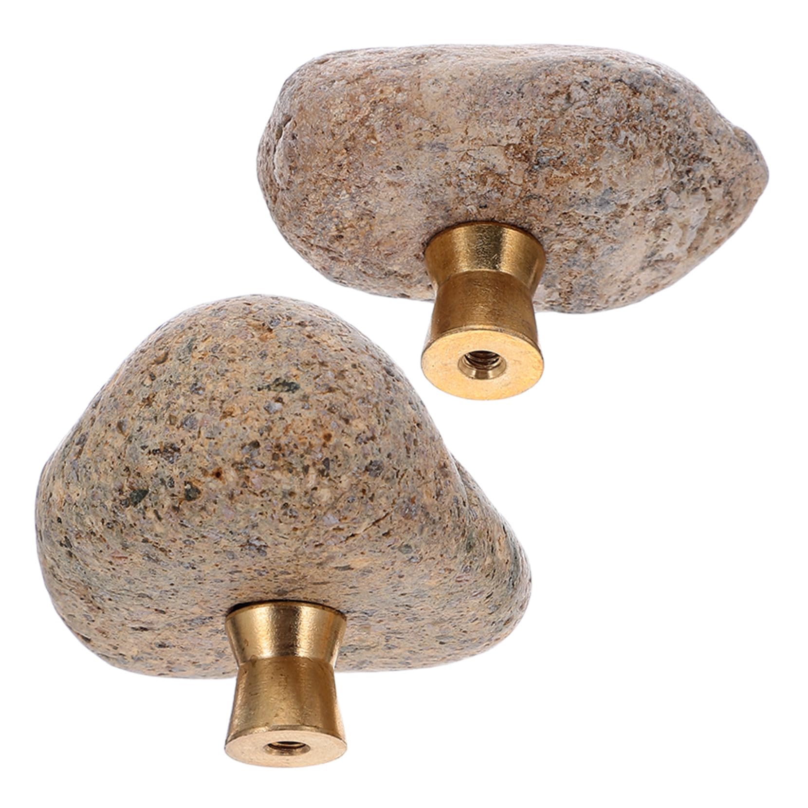 HOMSFOU 2 pomelli irregolari in pietra naturale per cassetti, in ottone, con impugnatura ergonomica, maniglie decorative per armadi, librerie e cassettiere