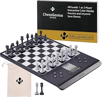 Millennium ChessGenius Pro Electronic Chess Board – Smart AI Chess Set with Auto Piece Recognition, Adjustable Skill Levels & Move Hints – Learn Strategies & Improve Your Game